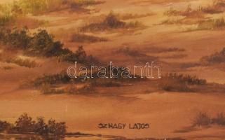 Sz. Nagy Lajos (-), XX. sz. vége: Homoki ősz. Olaj, farost. Jelzett. Dekoratív, sérült fakeretben. 5...