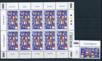 Belépés az Európai Unióba ívsarki bélyeg + kisív, Joining the EU corner stamp + minisheet