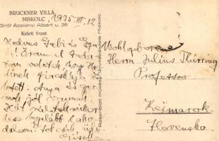 1935 Miskolc, Bruckner Villa a Gróf Apponyi Albert u. 38. szám alatt, keleti front. Rosenblatt művés...