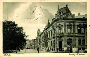 1935 Miskolc, Horthy Miklós tér, Szlavkovszky Károly üzlete (Rb)