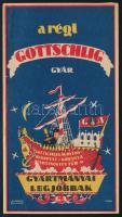 cca 1930-1940 "A régi Gottschlig gyár gyártmányai a legjobbak" számolócédula, Kozma Lajos (1884-1948) grafikája.