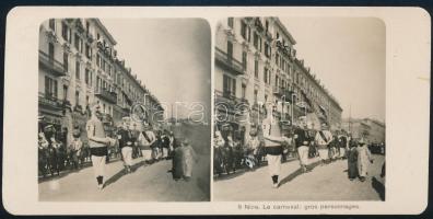 cca 1900 Franciaország Nizza, karnevál sztereofotó / French stereo photo Nice with carneval 18x9 cm