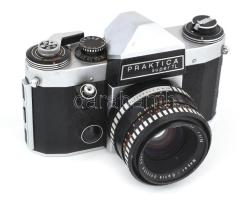 Praktica super TL fényképezőgép, kissé sérült Meyer-Optik Görlitz obejktívvel, tokjában
