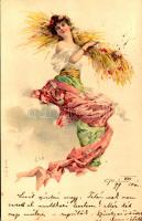 1899 (Vorläufer) Été / Sommer / Art Nouveau lady, summer. Serie III. No. 18. litho