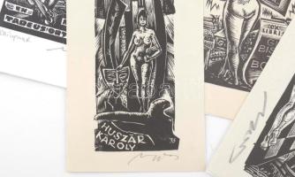 Nagy László Lázár (1935-2019): 8 db erotikus ex libris. Fametszet, papír, többségében jelzettek, 13x...