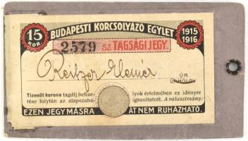 1915 Budapesti Korcsolyázó Egylet fényképes bérlet