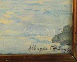 Háry Gyula (1864-1946): Abbázia, vitorlás a távolban. Akvarell, papír, jelezve jobbra lent. Üvegezet...