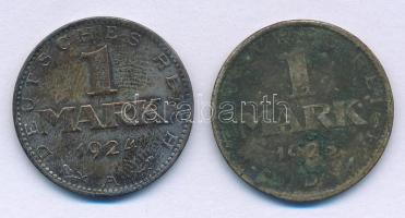 Német Birodalom / Weimari Köztársaság 1924A 1M Ag + 1925D 1M Ag T:VF,F patina German Empire / Weimar Republic 1924A 1 Mark Ag + 1925D 1 Mark Ag C:VF,F patina Krause KM#42