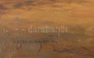 Rosenmayer Ferenc (1864-1912): Vásári jelenet lovakkal. Olaj, falemez, jelzett. Antik, üvegezett fak...