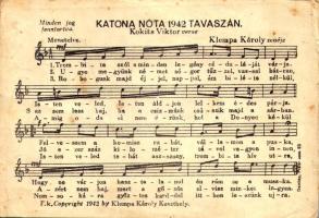 1943 Katona Nóta 1942 Tavaszán. Kokits Viktor verse, Klempa Károly zenéje - kottás levelezőlap (EK)