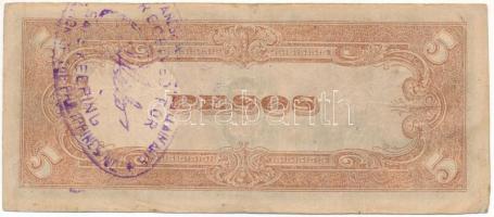 Fülöp-szigetek / Japán megszállás DN (1943) 5P hátoldalán kék felülbélyegzéssel T:F 
Philippines / ...