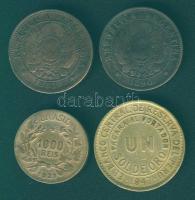 Kis dél-amerikai tétel, benne 4db klf pénzérme az 1800-as évek végétől T:3