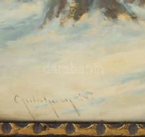 Gutaházy Németh Gyula (1892-1959): Lovasszekér az erdőben. Olaj, karton, jelezve balra lent. Dekorat...