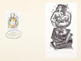 14 db erotikus ex libris, halmozott grafika (grafika, bélyeg, alkalmi bélyegzés), klf. alkotók és te...