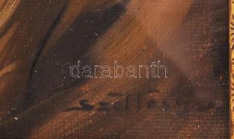 Szöllősy János (1884 -?): Lányka. Olaj, vászon, jelezve jobbra lent. Dekoratív, üvegezett, kissé sér...