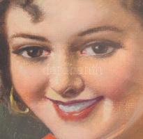 Szöllősy János (1884 -?): Lányka. Olaj, vászon, jelezve jobbra lent. Dekoratív, üvegezett, kissé sér...