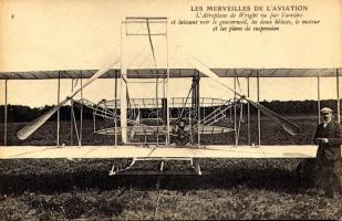 Les Merveilles de L'Aviaton. L'Aéroplane de Wright vu par l'arriére et laissant voir le gouvernail, les deux hélices, le moteur et les plans de suspension / Wright brothers's airplane / Wright testvérek repülőgépe hátulról nézve