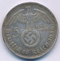 Német Harmadik Birodalom 1936D 5M Ag "Paul von Hindenburg" T:XF patina, kis ph. German Thi...