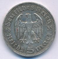 Német Harmadik Birodalom 1935E 5M Ag "Paul von Hindenburg" T:XF patina German Third Reich ...