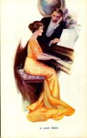 "A Love Song" Lady art postcard, romantic couple. The Carlton Publishing Co. Series No. 673/1.