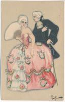 1927 Italian lady art postcard, romantic couple. Ballerini & Fratini 164. s: Sofia Chiostri (EK)