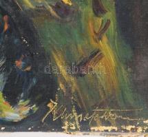 Klimó István (1883-1961): Női portré. Olaj, vászon, jelezve jobbra lent, sérült, 60×50 cm