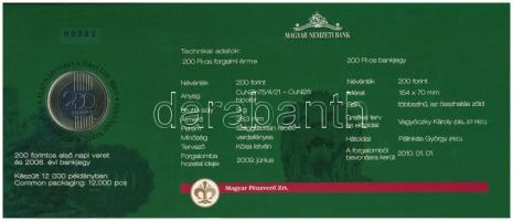 2009. 200Ft elsőnapi veret + 2006. 200Ft "FB" bankjegy "Búcsú a 200Ft-os bankjegytől&...