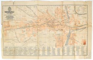 1928 Miskolc thjf. város térképe. Tervezték: Szűcs Sándor és Dr. Vigyázó János, készítette: Tóvári János. 1 : 10.000. Bp., Turistaság és Alpinizmus kiadása (M. kir. állami ny.), beszakadással, folttal 73x45 cm