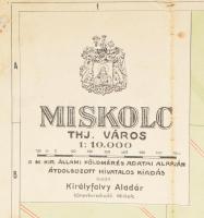 cca 1930 Miskolc térképe, kiadó Királyfalvy Aladár könyvkereskedő, Klösz György és Fia. Hajtásnál be...