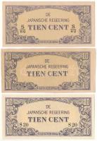 Indonézia / Holland Kelet-India/ Japán megszállás DN (1942) 10c (3xklf) eltérő típusú sorszámozással, az egyik sorszám nélkül, kézzel vágott T:AU-VF  Indonesia / Netherlands East Indies / Japanese Occupation ND (1942) 10 Cents (3xdiff) with different serial number types, one without serial number, handcut C:AU-VF Krause P#121