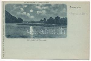 Nagytalmács, Talmács, Talmesch, Talmaciu (Szeben); Altbrücke bei Talmesch. Hermannstadt - Roterturmpass / Olt híd Vöröstorony felé. Verl. d. Buchh. G. A. Seraphin. Lichtdruck v. Jos. Drotleff / Olt river bridge to Turnu Rosu (EK)