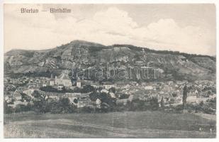 Berethalom, Birthälm, Biertan; látkép, evangélikus erődtemplom. Michael Elges kiadása / general view, Lutheran castle church (szakadás / tear)