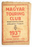 1937 A Magyar Touring Club magyarországi útállapot térképe, reklámokkal, vászonra kasírozva, kissé m...