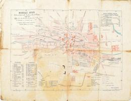 1910 Miskolc város belterületének kalauzoló térképe 1:11.765. Miskolc, Vászonra kasírozva. 405x290 mm széles margókkal, vászonra kasírozva