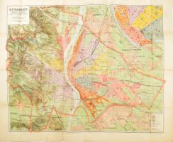 cca 1910 Kogutowicz Manó-Czakó István: Budapest Székesfőváros térképe, 1:25.000, Magyar Földrajzi Intézet Rt., színes, litografált térkép, 80x90 cm