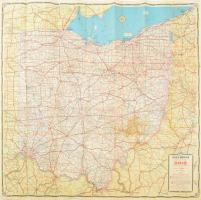 1937 Ohio állam útjainak térképe Cities Service 69x69 cm