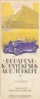 cca 1930 Budapest környékének autótérképe. Tervezte Gergely Endre. A főtérkép mellett a Budapesten k...