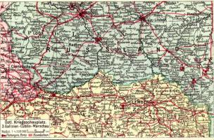 Östl. Kriegsschauplatz 3. Galizien-Lublin-Warschau. Postkarten des östlichen Kriegsschauplatzes Nr. 3. / Első világháborús keleti hadszíntér: Galícia-Lublin-Varsó / WWI military map, Eastern theater of war: Galicia-Lublin-Warsaw. Adolf Brandstätter Postkarten-Verlag Bielitz (Oesterr. Schlesien)