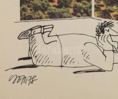 Csehi János (1952-1998): Növényvédelem (karikatúra). Tus, kollázs, papír, jelzett. 15×21 cm