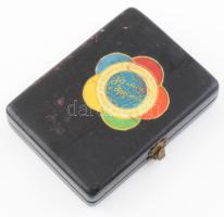 cca 1950 4 db szovjet IZS autót és buszt ábrázoló fotó fa dobozos leporellón 6x9 cm, doboz 10x8 cm