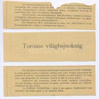 1934. 20f "Angolpark" belépőjegy utalvány (2xklf), egyik Tornász Világbajnokság felirattal...
