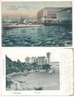 Trieste, Trieszt, Trst; - 9 db régi olasz város képeslap / 9 pre-1945 Italian town-view postcards