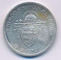 1938. 5P Ag "Szent István" T:AU apró ph., patina Adamo P8.1