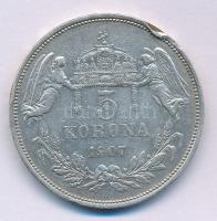 1907KB 5K Ag "Ferenc József" T:VF patina, durva ph. Adamo K7