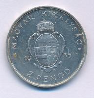 1935. 2P Ag "Pázmány" T:AU patina Adamo P7.1