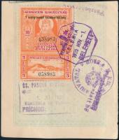 1930 Vízumbélyeg 12 + 5P egyszeri átutazásra 1 arany pengő kezelési költség felülnyomással kivágáson