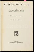 Charles Downer Hazen: Europe since 1815. New York,1923,Henry Holt, XX+1202 p.+15 (színes kétoldalas térképek) t. Angol nyelven.  Kiadói félvászon-kötés, ceruzás aláhúzásokkal.