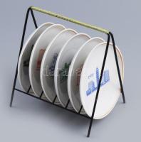 Szocialista országok épületeivel díszített tálka szett, tartón, d: 11 cm