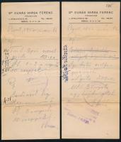 1942 Bp., ,,Szent Ilona" gyógyszertár receptboríték, benne 2 db orvosi recept