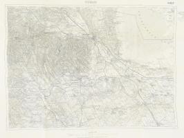 cca 1920-1930 Sopron (Ödenburg) és környékének térképe, 1 : 75.000, Wien, Kartographisches, früher Militärgeographisches Institut, 44x58 cm